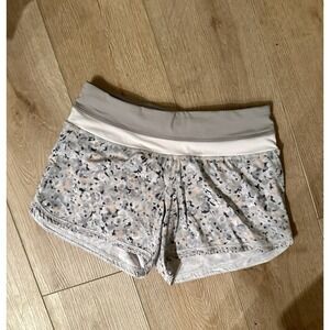 Lululemon Speed Running Shorts Size 4 Marble Print Built In Liner Zip Pocket